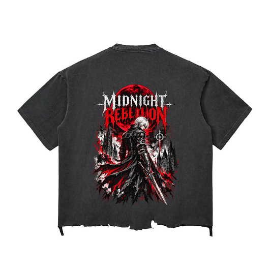 Snow Wash Devil May Cry Graphic Raw-Hem Boxy T-shirt